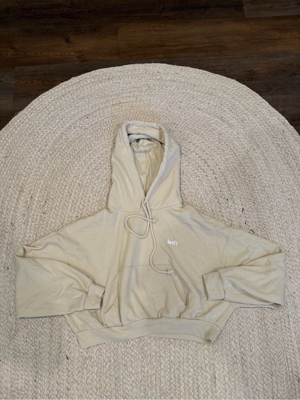 Levi's Light Beige Cropped Hoodie Sweatshirt